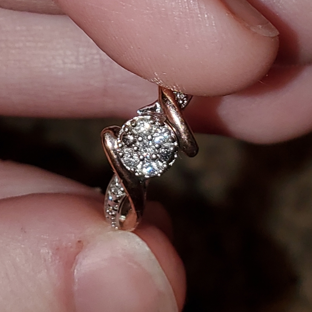 Gold and silver cubic zirconia ring